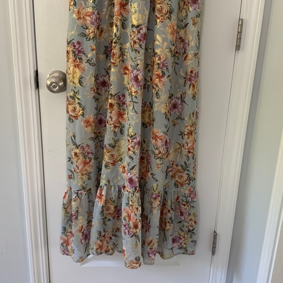 NWT Baltic Born Kearny Ruffle Maxi Dress blue gold shimmer party‎ wedding guest - Picture 4 of 16